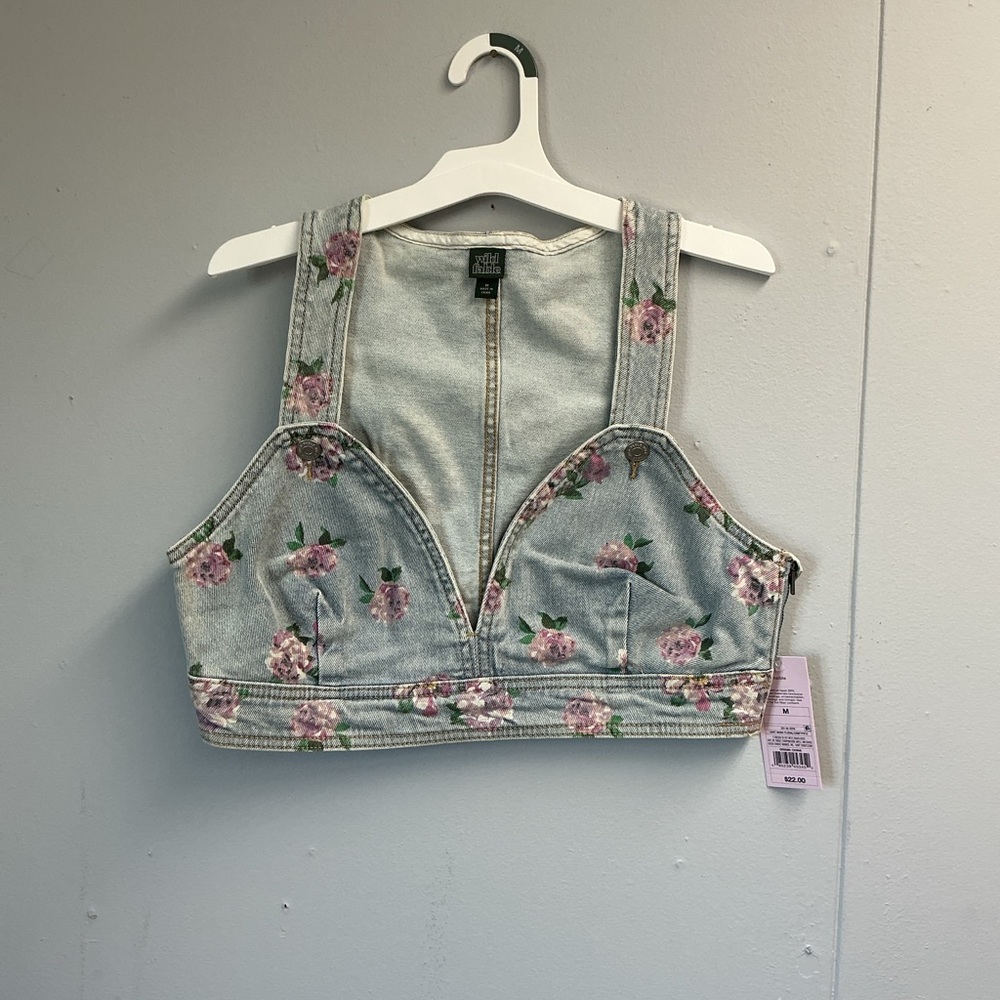 Wild Fable Floral Denim Crop Top